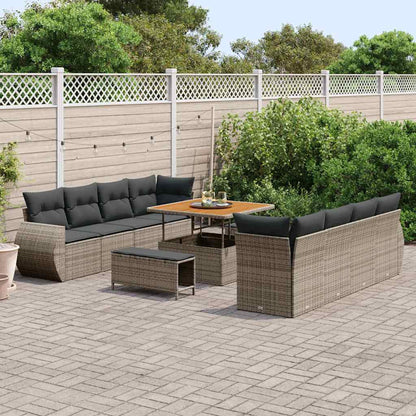 vidaXL Salon de jardin 11 pcs avec rangement Gris Rotin PE