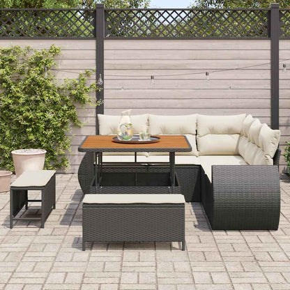 Gartensofa-set mit Kissen 8 pcs Schwarz und Creme Poly-Rattan