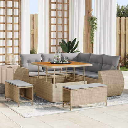 Garten-Sofa-Set mit Kissen 8 pcs Beige und Hellgrau
