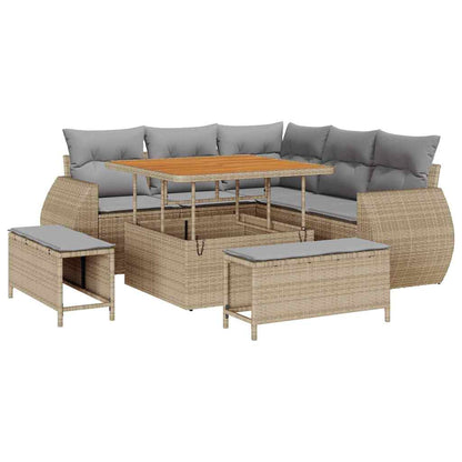 Garten-Sofa-Set mit Kissen 8 pcs Beige und Hellgrau