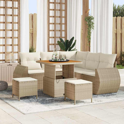 Gartensofa-set mit Kissen 8 pcs Beige und Creme Poly-Rattan