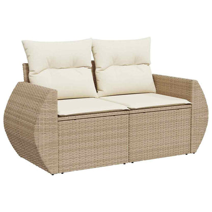 vidaXL Gartensofa-set mit Kissen 8 pcs Beige und Creme Poly-Rattan