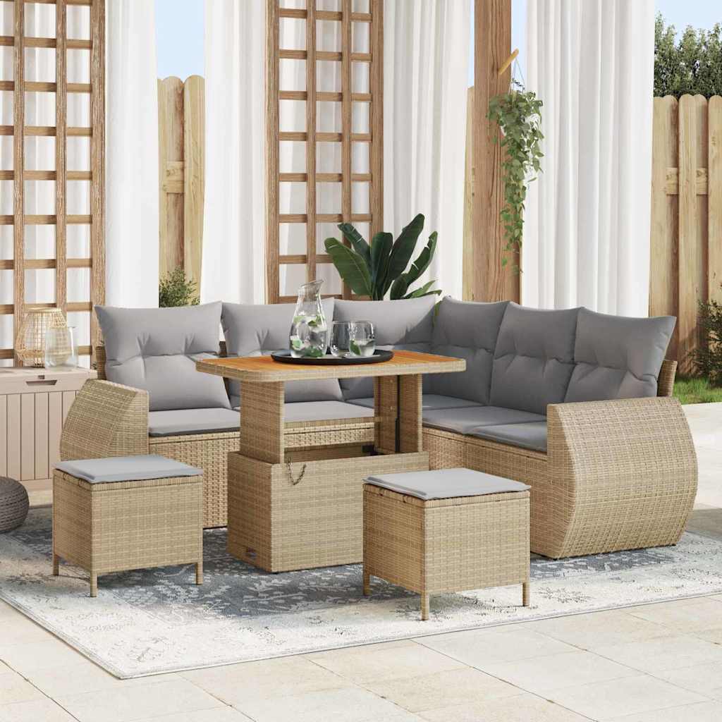 vidaXL Garten-Sofa-Set mit Kissen 8 pcs Beige und Hellgrau