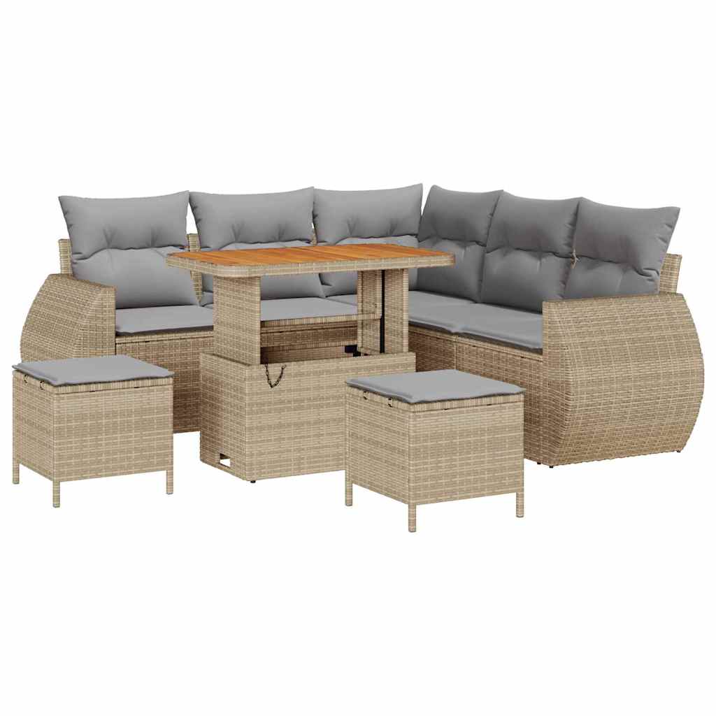 vidaXL Garten-Sofa-Set mit Kissen 8 pcs Beige und Hellgrau