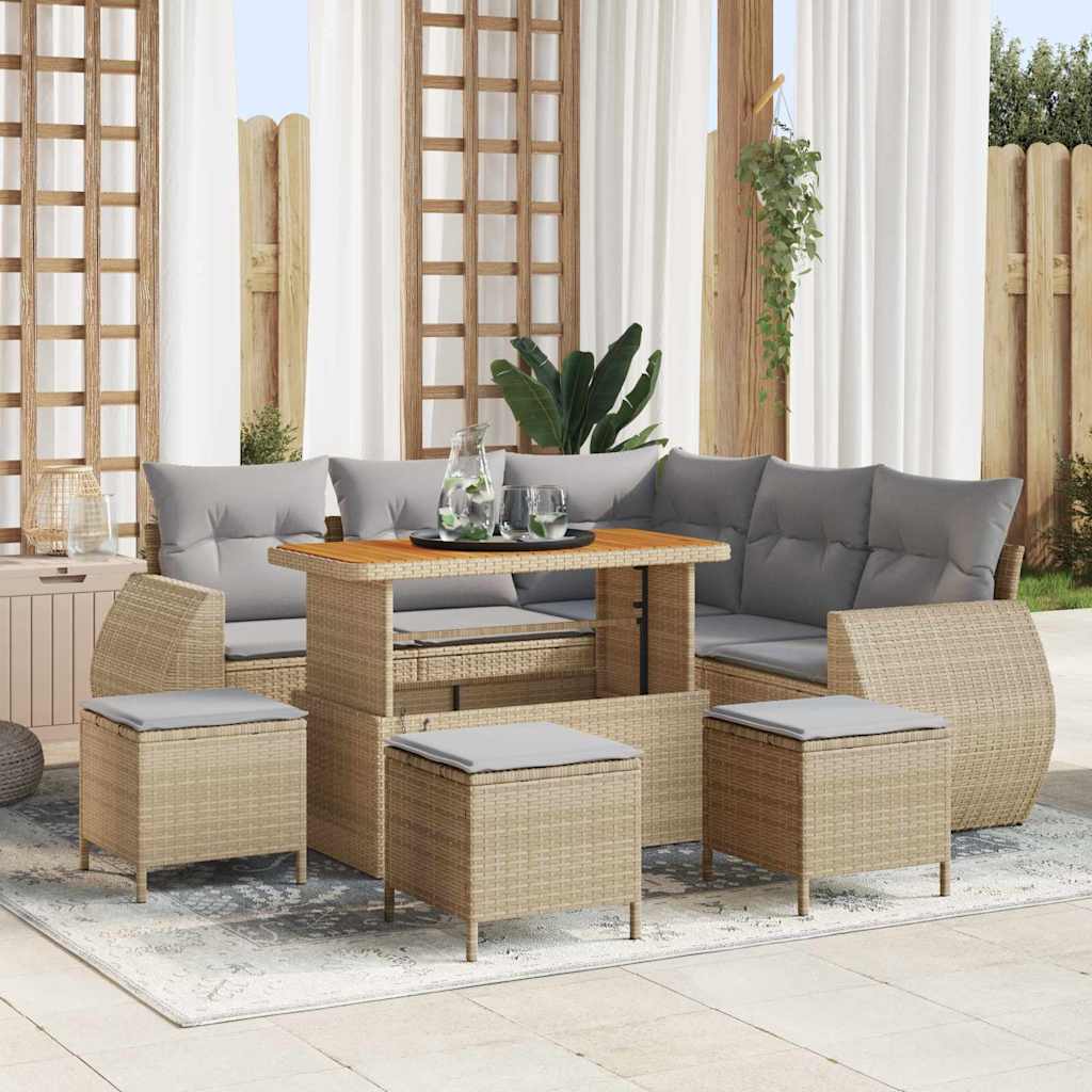 vidaXL Salon de jardin avec coussins 9 pcs Beige et Gris clair Résine tressée