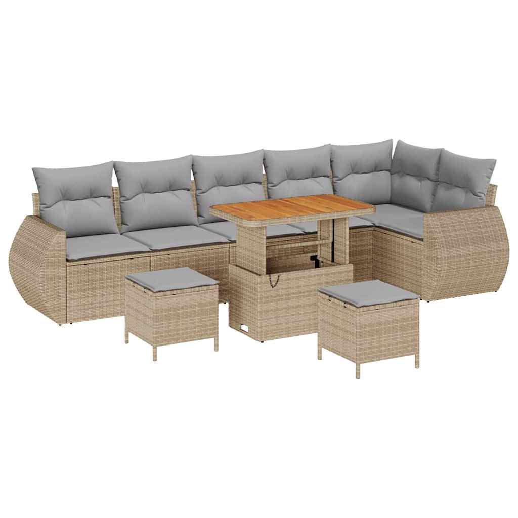 Garten-Sofa-Set mit Kissen 9 pcs Beige und Hellgrau
