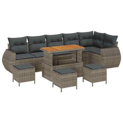 Gartensofa-set mit Kissen mit Speicher 10 pcs Grau Poly Rattan