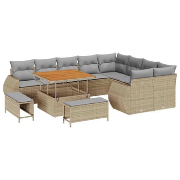 vidaXL Gartensofa-set mit Kissen 12 pcs Beige und Hellgrau Poly Rattan