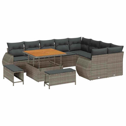 Garten-Sofa-Set mit Kissen mit Speicher 12 pcs Grau