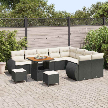 Garten-Sofa-Set mit Kissen 12 pcs Schwarz und Creme