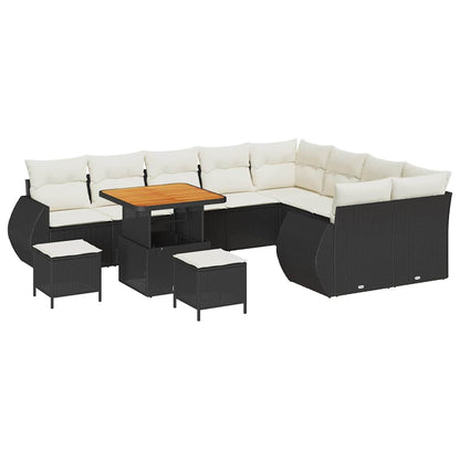 Garten-Sofa-Set mit Kissen 12 pcs Schwarz und Creme