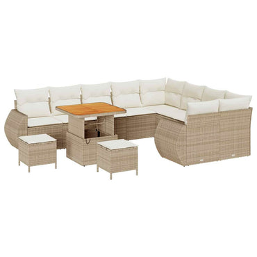 vidaXL Garten-Sofa-Set mit Kissen mit Speicher 12 pcs Beige und Creme