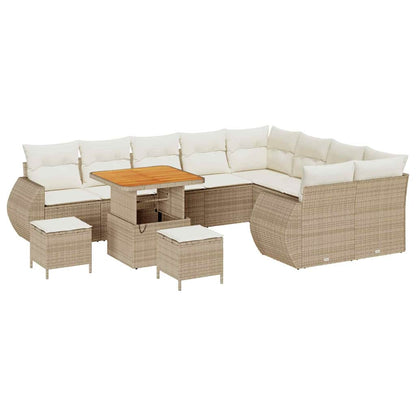 Garten-Sofa-Set mit Kissen mit Speicher 12 pcs Beige und Creme