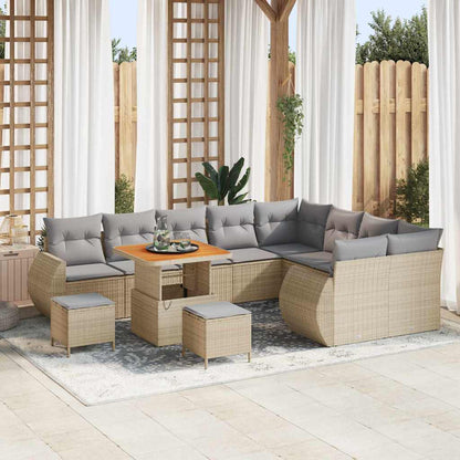 vidaXL Garten-Sofa-Set mit Kissen 12 pcs Beige und Hellgrau