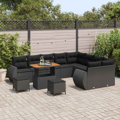 Garten-Sofa-Set mit Kissen mit Speicher 12 pcs Schwarz