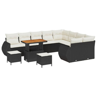 vidaXL Garten-Sofa-Set mit Kissen 12 pcs Schwarz und Creme