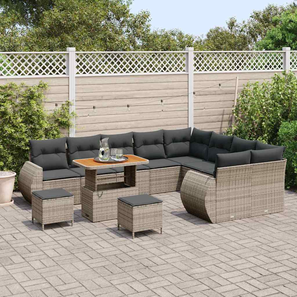 Garten-Sofa-Set mit Kissen mit Speicher 12 pcs Grau
