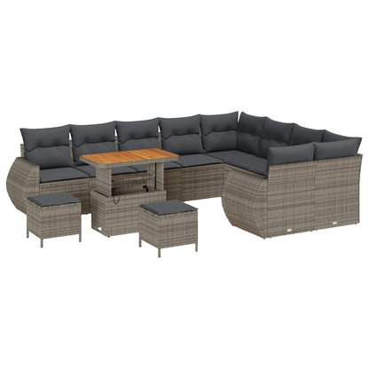 Garten-Sofa-Set mit Kissen mit Speicher 12 pcs Grau