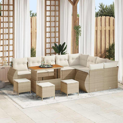Garten-Sofa-Set mit Kissen mit Speicher 13 pcs Beige und Creme