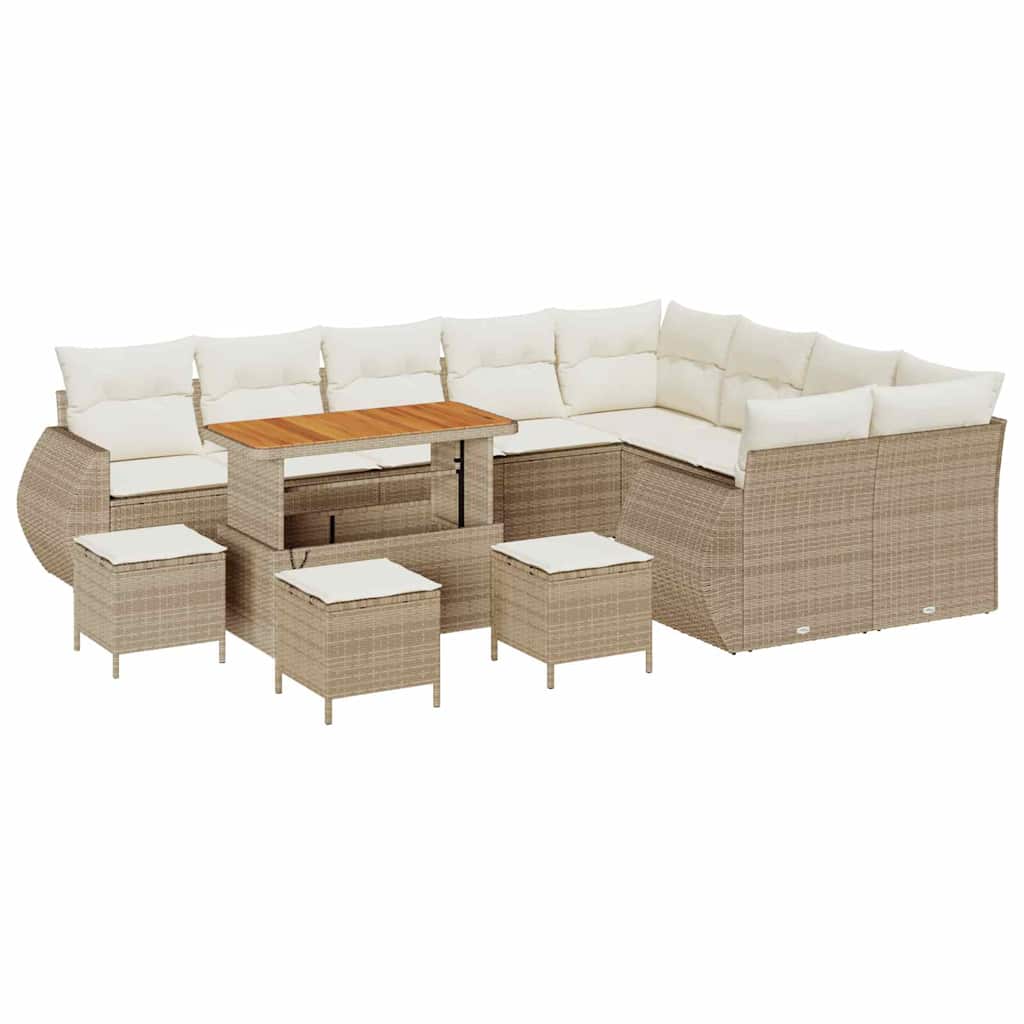 Garten-Sofa-Set mit Kissen mit Speicher 13 pcs Beige und Creme