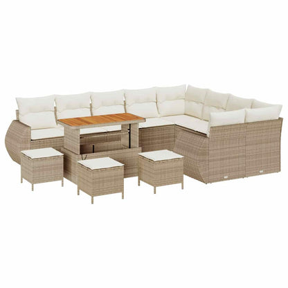 Garten-Sofa-Set mit Kissen mit Speicher 13 pcs Beige und Creme