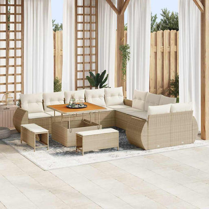 vidaXL Salon de jardin avec coussins et espace de rangement 13 pcs Beige et Crème
