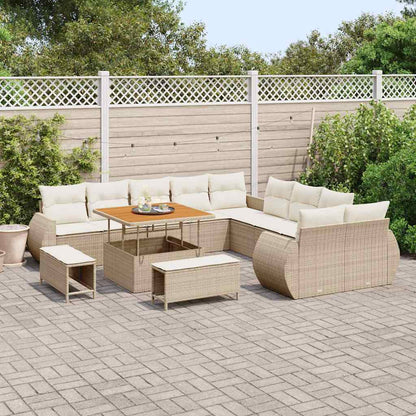 vidaXL Salon de jardin avec coussins et espace de rangement 13 pcs Beige et Crème
