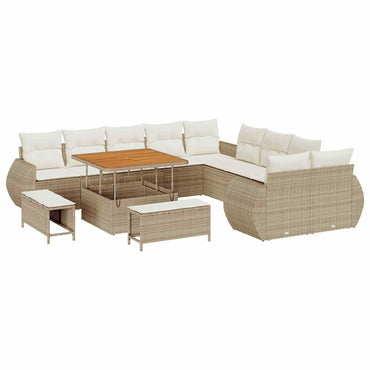 vidaXL Salon de jardin avec coussins et espace de rangement 13 pcs Beige et Crème