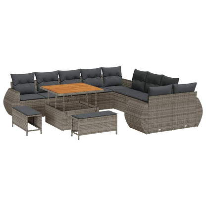 Garten-Sofa-Set mit Kissen mit Speicher 13 pcs Grau