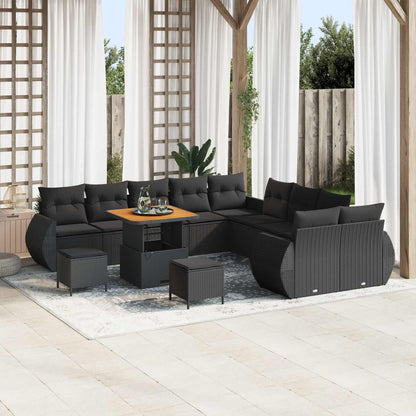 Garten-Sofa-Set mit Kissen mit Speicher 13 pcs Schwarz