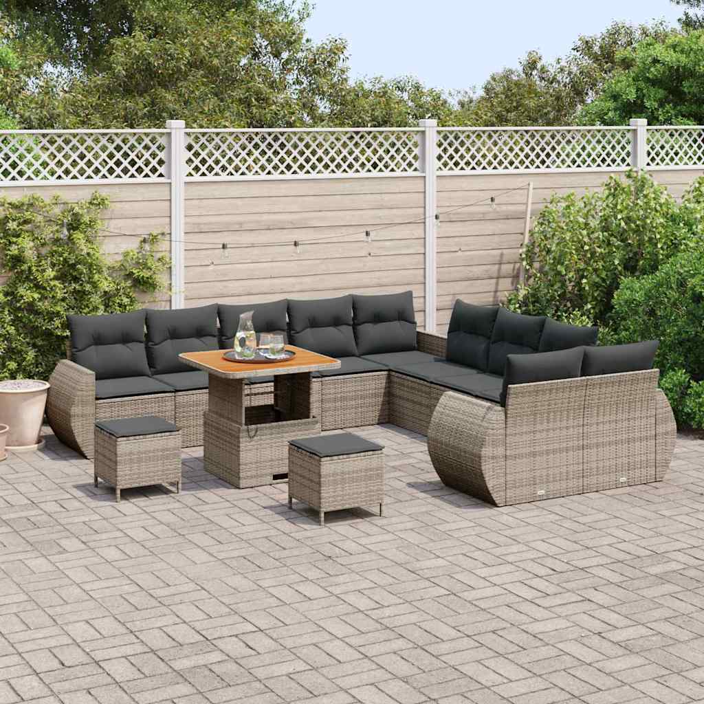 Garten-Sofa-Set mit Kissen mit Speicher 13 pcs Grau