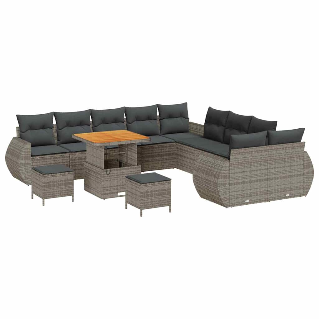 Garten-Sofa-Set mit Kissen mit Speicher 13 pcs Grau