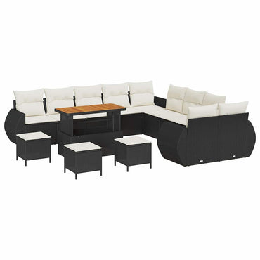 vidaXL Garten-Sofa-Set mit Kissen 14 pcs Schwarz und Creme