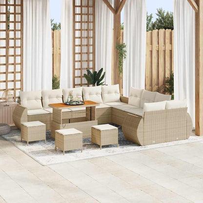 vidaXL Salon de jardin avec coussins et espace de rangement 14 pcs Beige et Crème