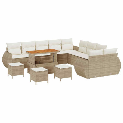 vidaXL Salon de jardin avec coussins et espace de rangement 14 pcs Beige et Crème