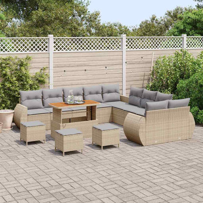 Garten-Sofa-Set mit Kissen 14 pcs Beige und Hellgrau