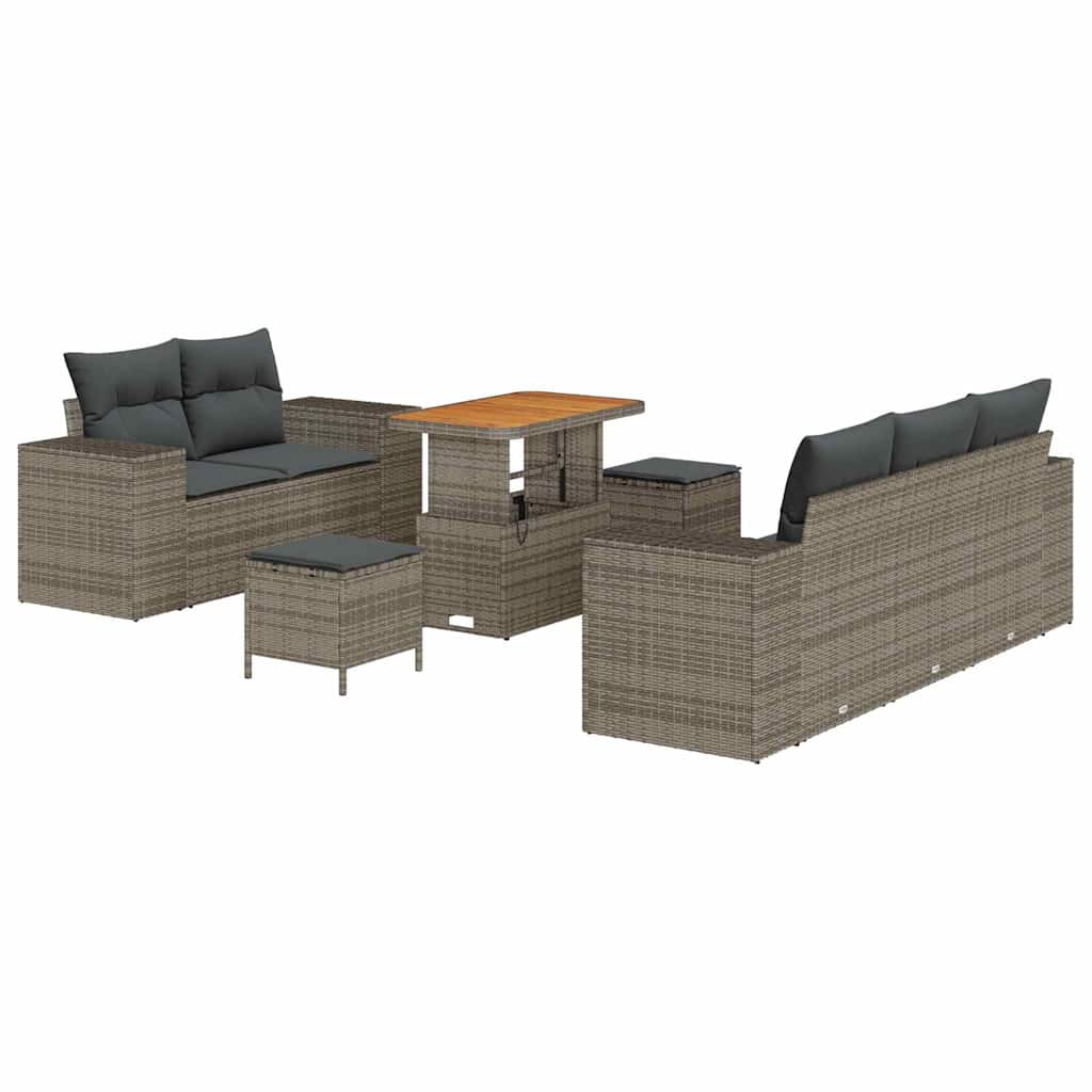 Gartensofa-set mit Kissen mit Speicher 8 pcs Grau Poly Rattan
