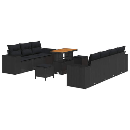 Gartensofa-set mit Kissen mit Kissen 10 pcs Schwarz Poly Rattan
