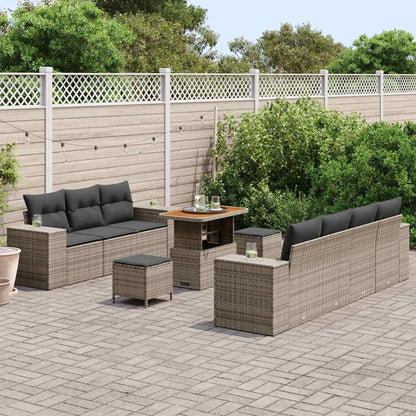 Gartensofa-set mit Kissen mit Speicher 10 pcs Grau Poly Rattan