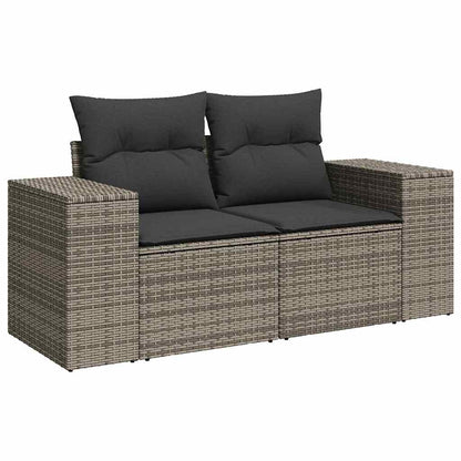 Gartensofa-set mit Kissen mit Speicher 11 pcs Grau Poly-Rattan