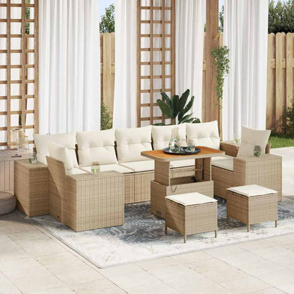 Garten-Sofa-Set mit Kissen mit Speicher 10 pcs Beige und Creme