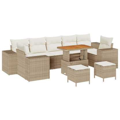 Garten-Sofa-Set mit Kissen mit Speicher 10 pcs Beige und Creme