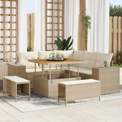 vidaXL Ensemble de canapés de jardin avec coussins et rangements 8 pcs Beige et Crème