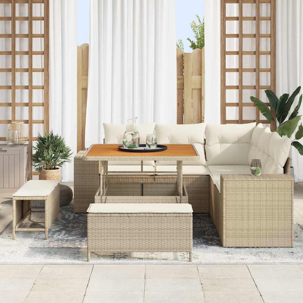 vidaXL Ensemble de canapés de jardin avec coussins et rangements 8 pcs Beige et Crème
