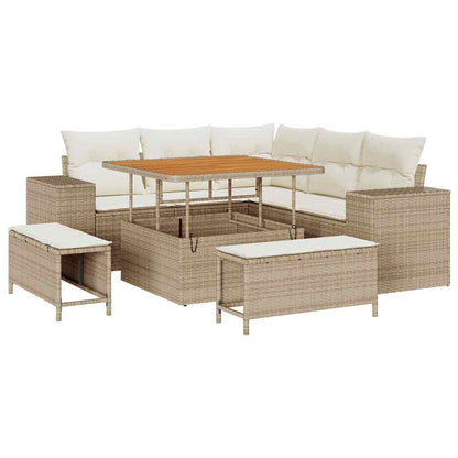 vidaXL Ensemble de canapés de jardin avec coussins et rangements 8 pcs Beige et Crème