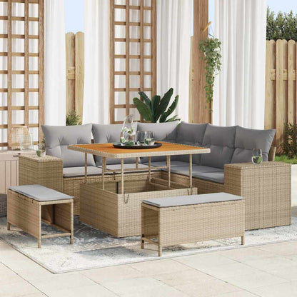 Garten-Sofa-Set mit Kissen mit Kissen 8 pcs Beige und Hellgrau