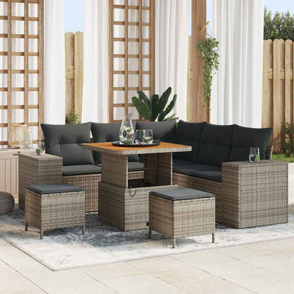 Garten-Sofa-Set mit Kissen mit Speicher mit Kissen 8 pcs Grau