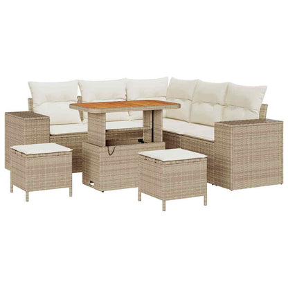 Garten-Sofa-Set mit Kissen mit Speicher 8 pcs Beige und Creme