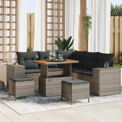 Garten-Sofa-Set mit Kissen mit Speicher mit Kissen 8 pcs Grau