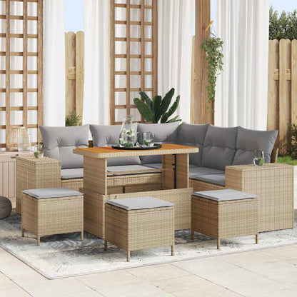 Garten-Sofa-Set mit Kissen mit Kissen 9 pcs Beige und Hellgrau